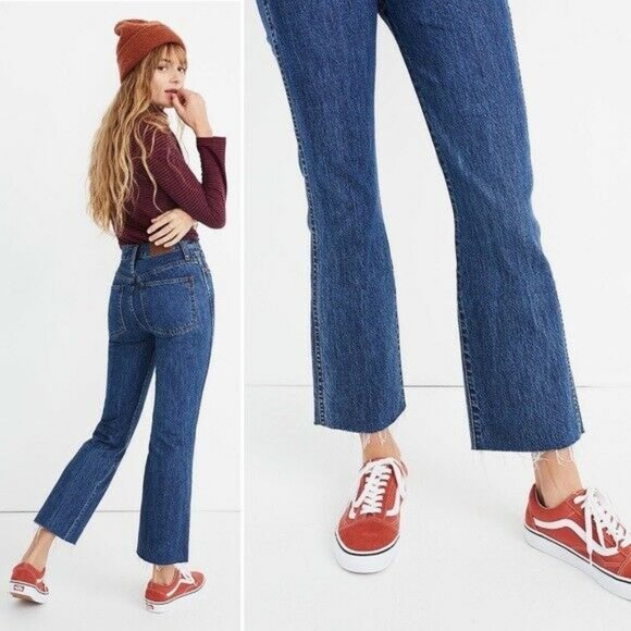 Madewell Denim - Madewell Rigid Demi Boot Crop Kick Flare Raw Hem